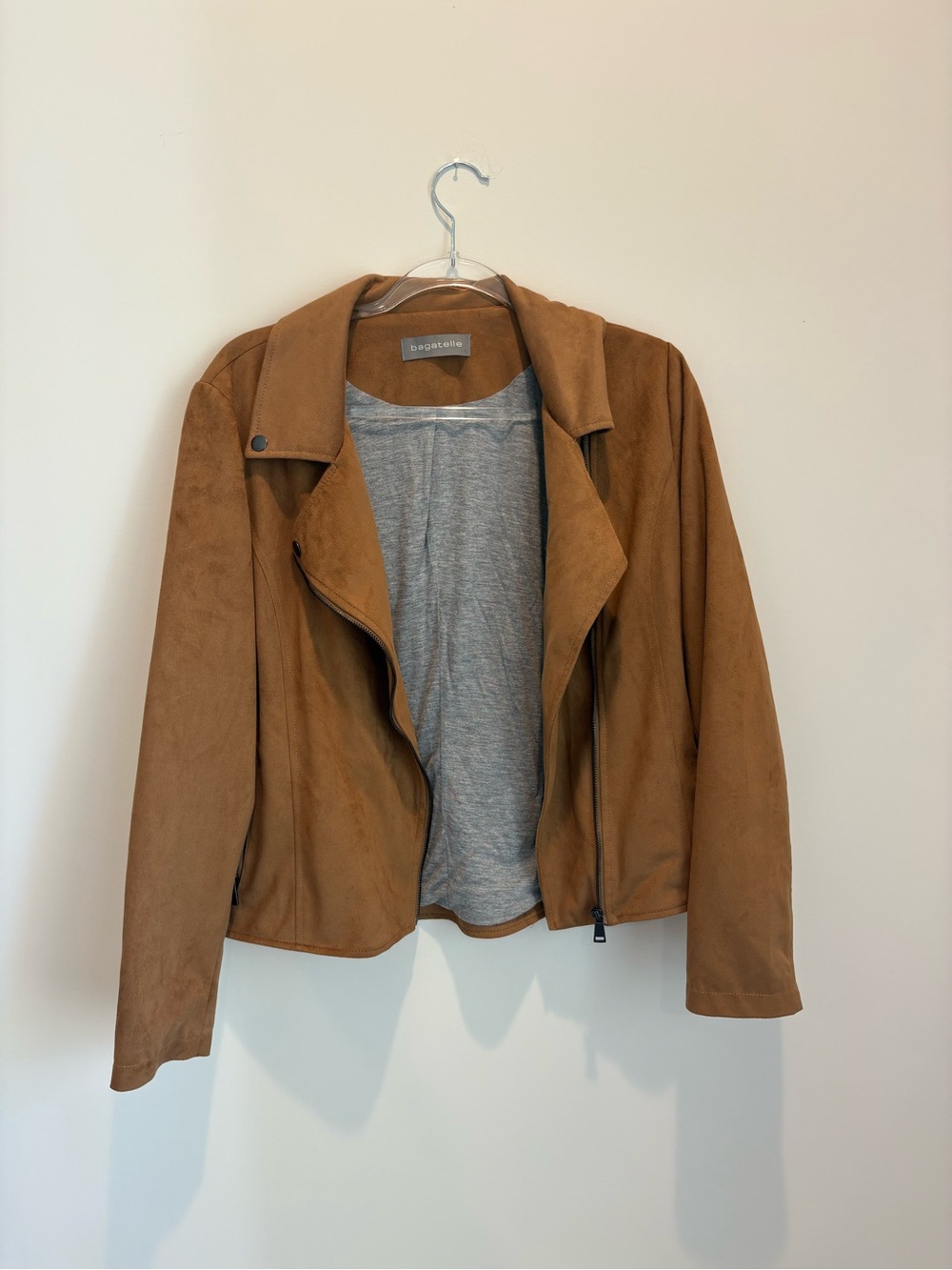 Suede Moto Jacket in Camel - bagatelle